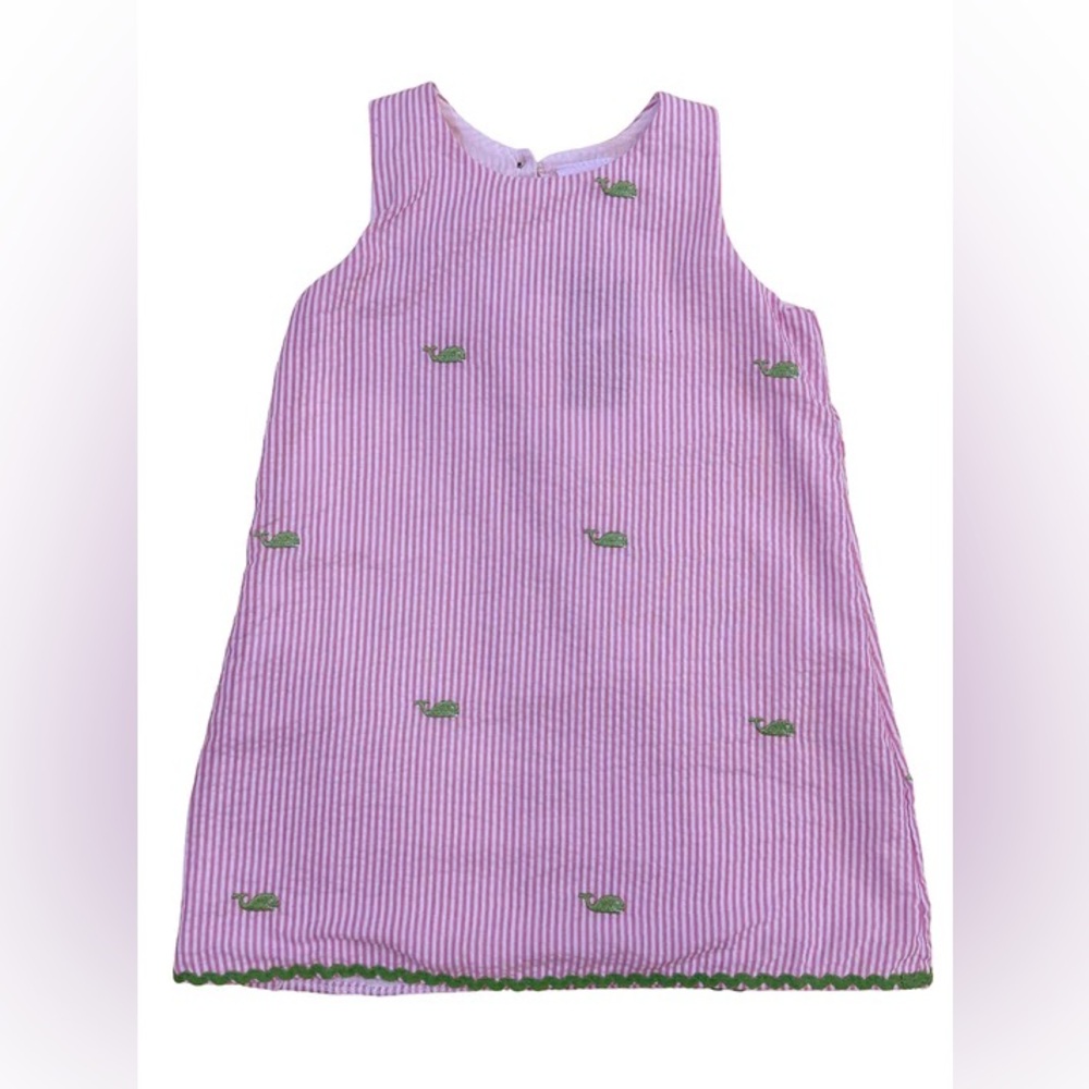 Pink Striped Seersucker Dress Girls Sz 7